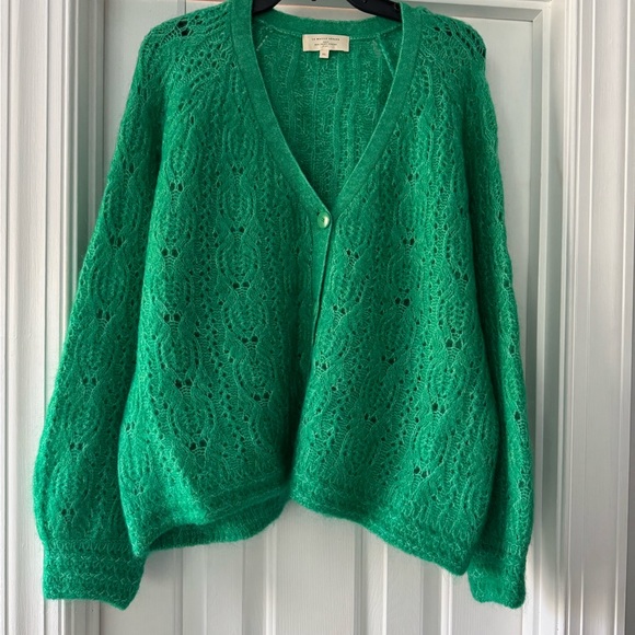 Green Women's Cardigan Sweater - Picture 3 of 6
